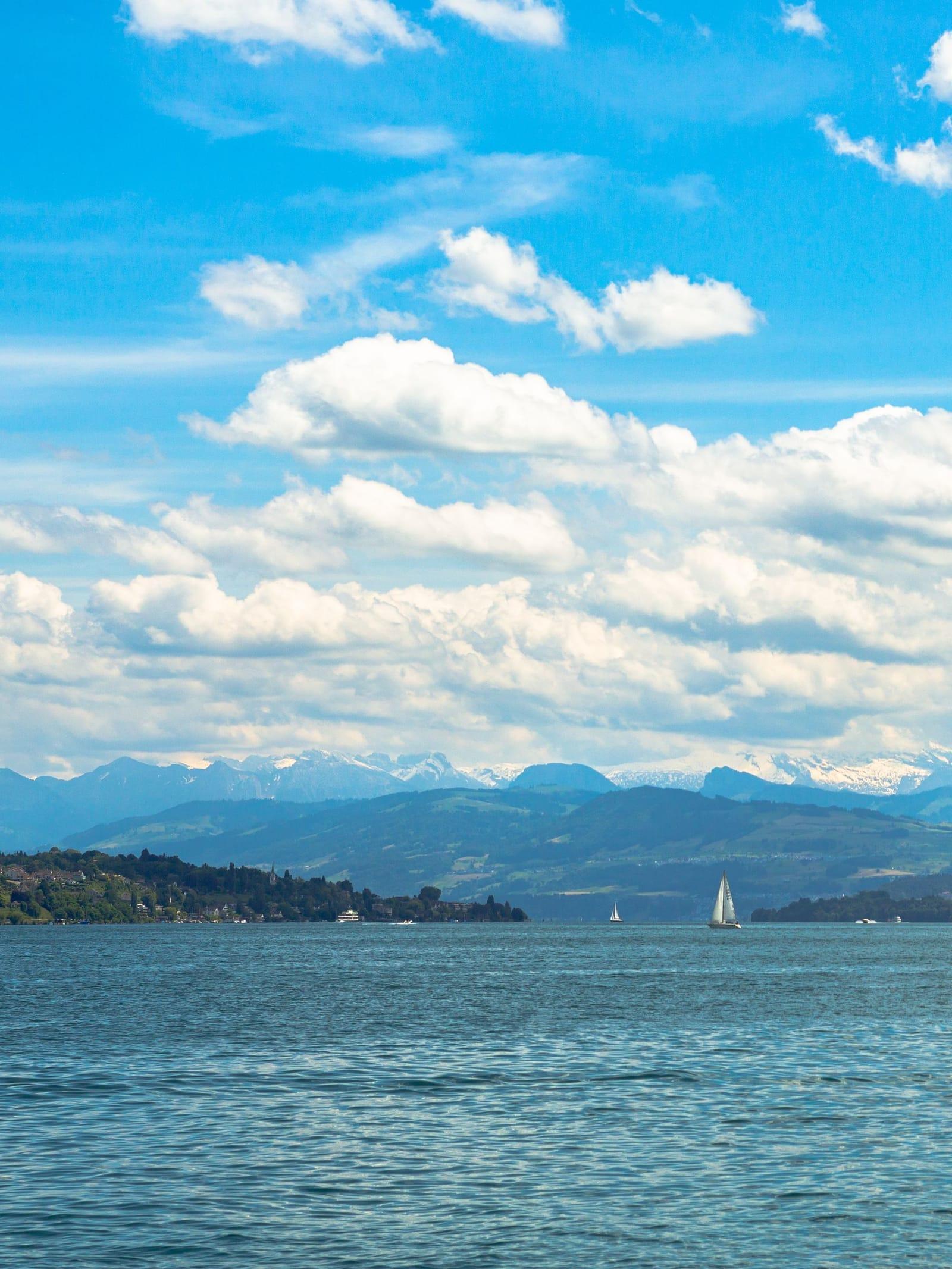 Lake Zurich with the Swiss Alps on the far shore