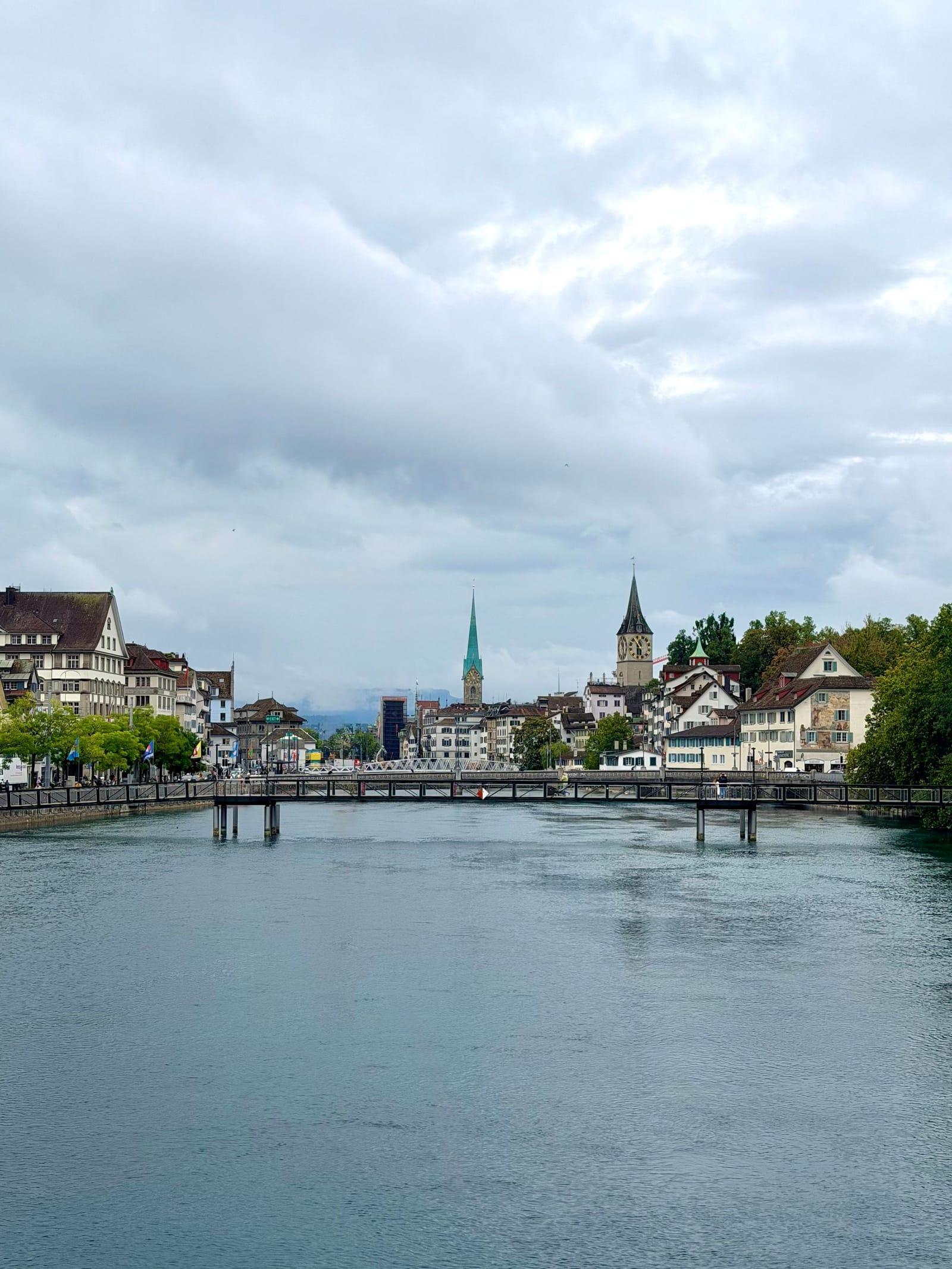 Zurich's church towers above the Limmat River