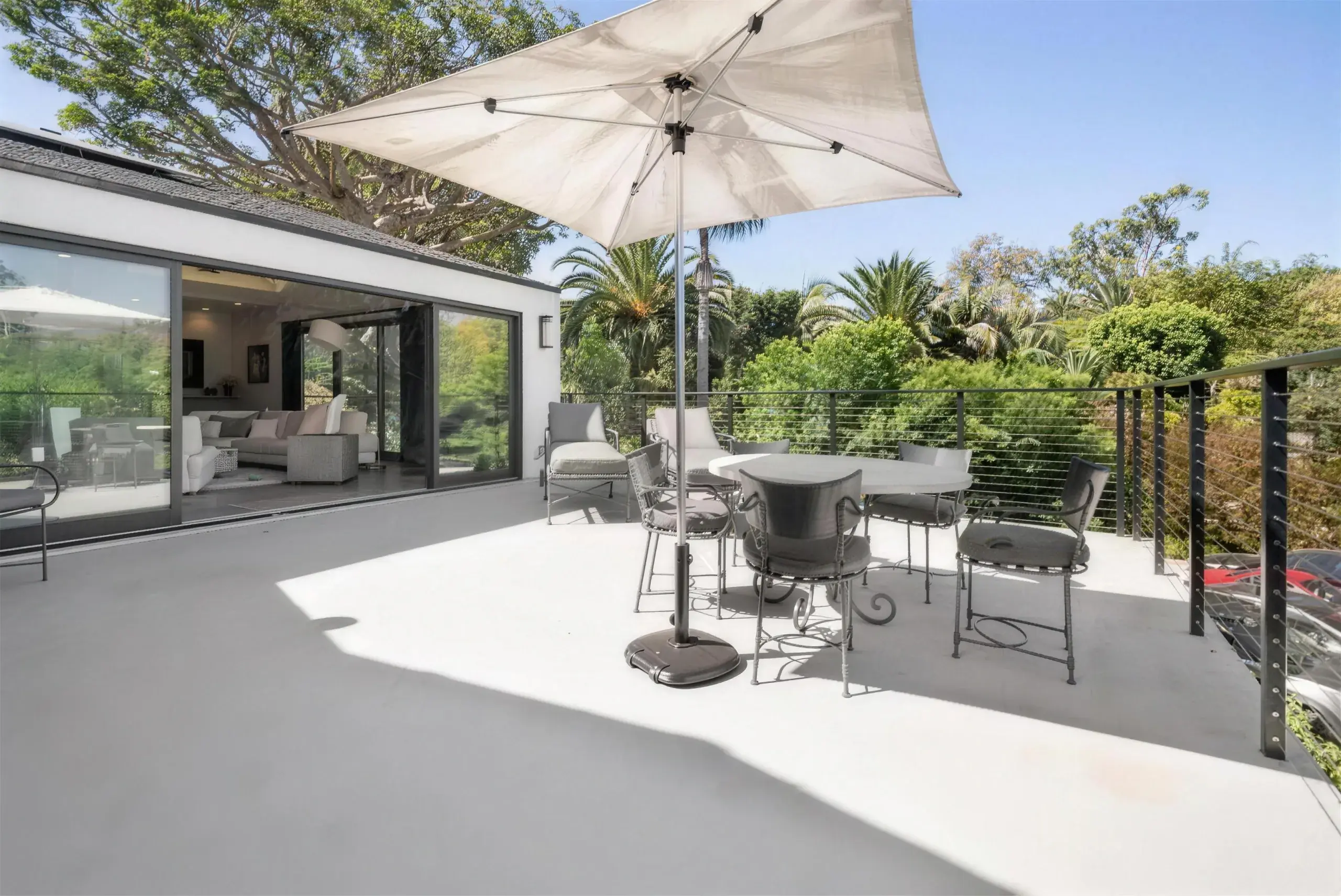 A quiet deck overlooking the Malibu hills at a private residential treatment house