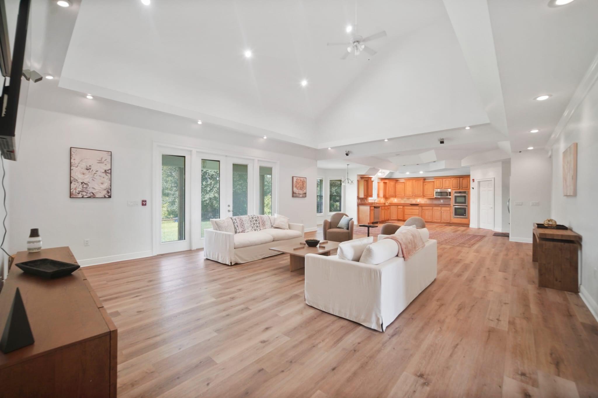 A broad living area inside Park Manor Recovery's lakeside residence