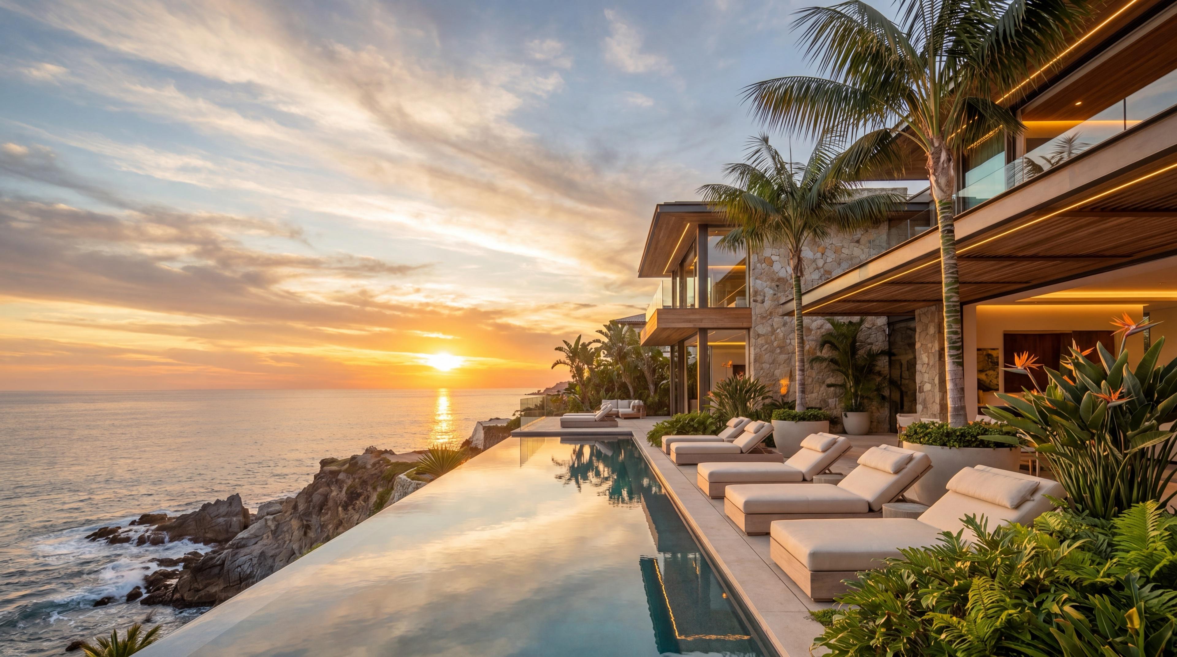 A private luxury drug rehab residence at golden hour