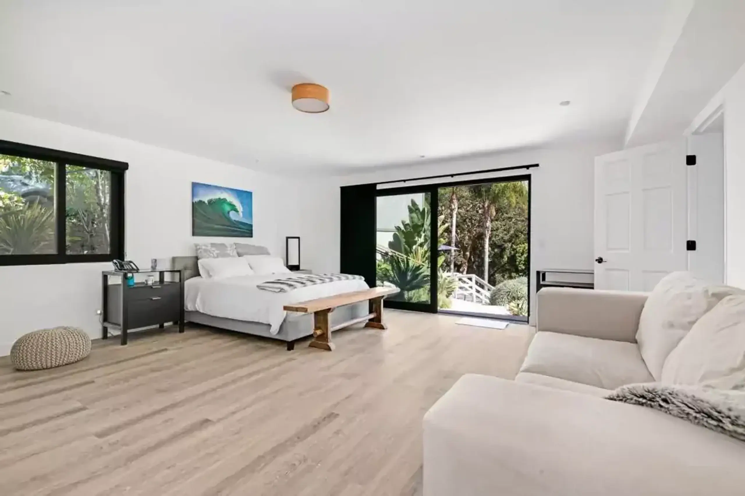 A bedroom in a six-guest residential mental health house in Malibu